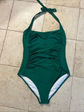 Emerald Green Halter One-Piece Swimsuit, approx size 12